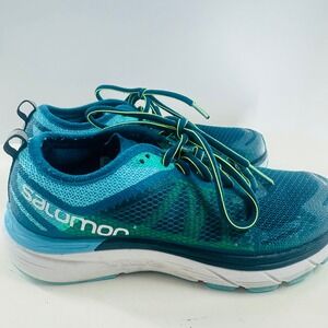 Salomon Sonic Max Running Shoes Cushioned Athletic Blue Green Women's‎ 7